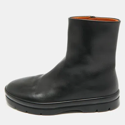 Pre-owned The Row Black Leather Boris Ankle Boots Size 38.5