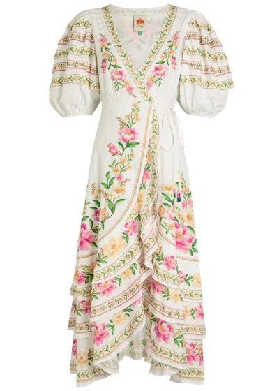 Farm Rio Palm Dream Printed Cotton Midi Wrap Dress