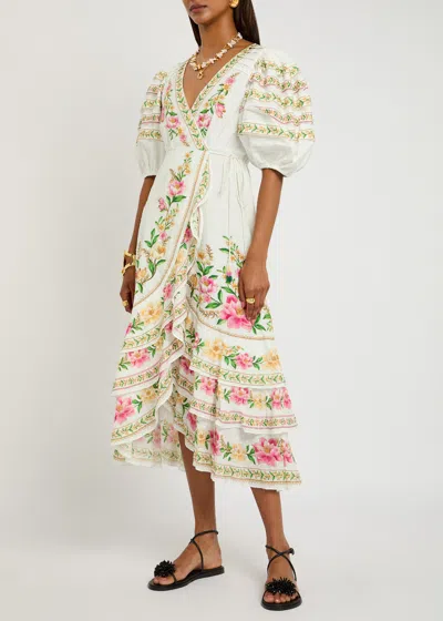 Farm Rio Palm Dream Printed Cotton Midi Wrap Dress