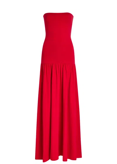 By Malene Birger Marciella Strapless Stretch-cotton Maxi Dress In Red