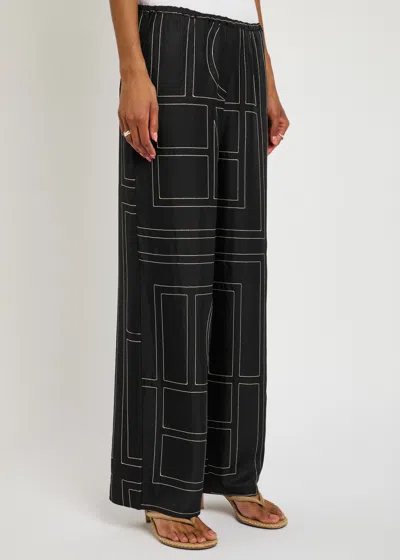 Totême Toteme Logo-embroidered Silk-satin Trousers