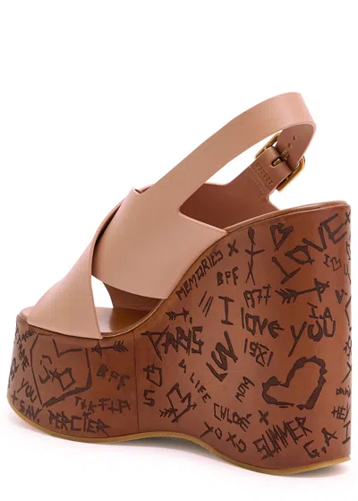 Chloé Chloe Maxime Leather Platform Wedge Sandals