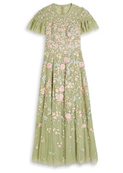 Needle & Thread Antoinettes Floral-embroidered Tulle Gown