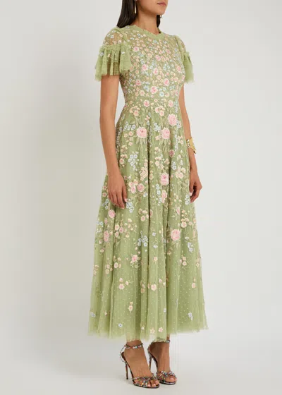 Needle & Thread Antoinettes Floral-embroidered Tulle Gown