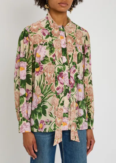 Chloé Turtleneck Jersey Wool Sweater With Floral Print Women
