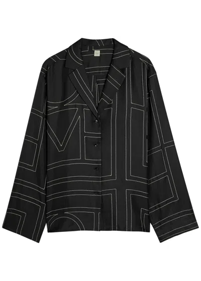 Totême Toteme Logo-embroidered Silk-satin Shirt