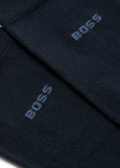Hugo Boss Boss Logo Cotton-blend Socks In Blue