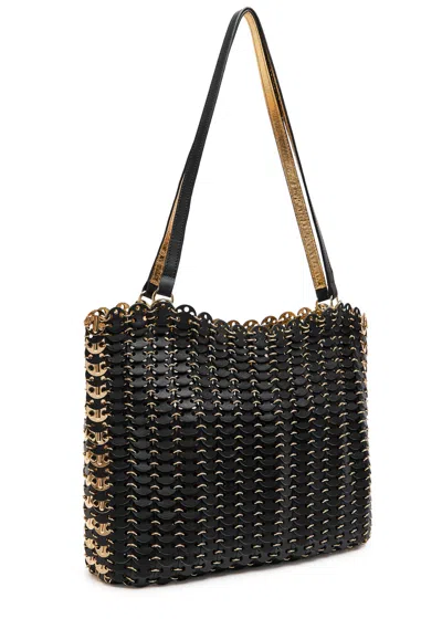 Rabanne Sac A Main Leather Disc Link Shoulder Bag In Black