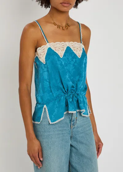 Chloé Lace-trimmed Silk-jacquard Camisole