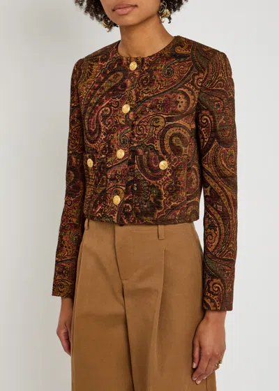 Chloé Chloe Paisley-jacquard Cropped Woven Jacket