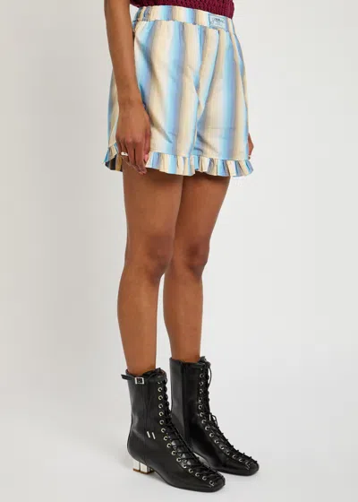 Ganni Ombre Striped Ruffled Shorts