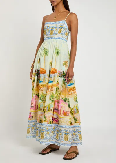 Farm Rio Womens Aracati Multicolor Aracati Shoulder-straps Cotton-blend Maxi Dress