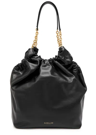 Demellier The Miami Gathered Leather Tote In Black