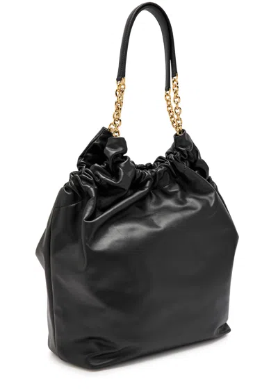Demellier The Miami Gathered Leather Tote In Black
