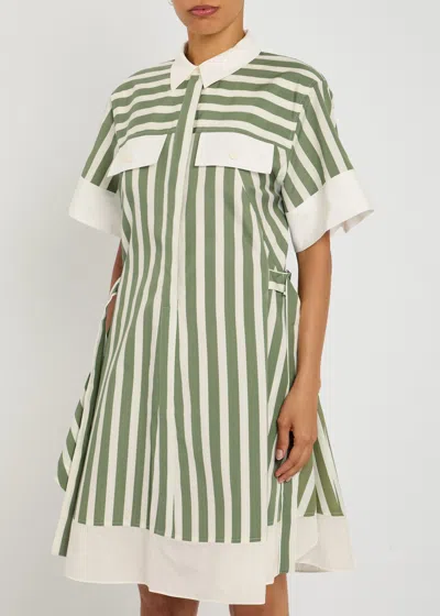 3.1 Phillip Lim Striped Cotton-blend Mini Dress In Green