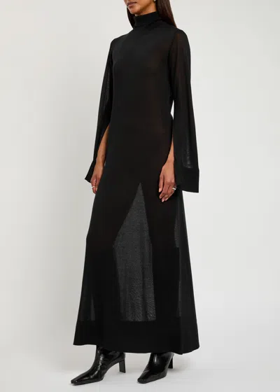 Totême Toteme Split Sleeve Semi-sheer Knit Maxi Dress