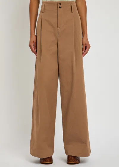 Chloé Brown Pants With Belt Loops And Wide Leg In Cotton Woman In Brown