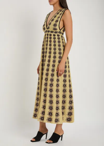 La Doublej La Double J Caper Floral-intarsia Knit Midi Dress
