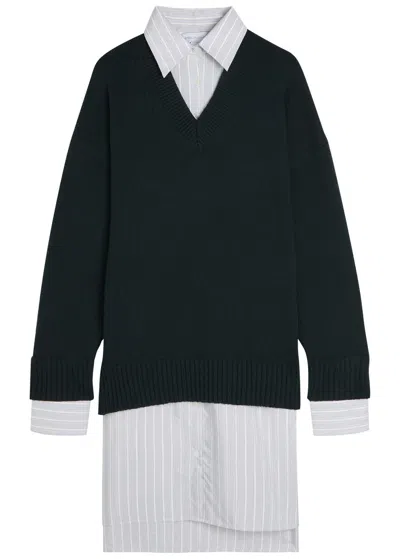 Stella Mccartney Layered Wool And Silk-blend Mini Shirt Dress