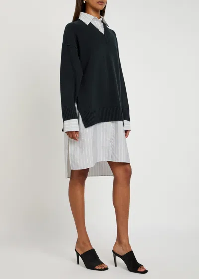Stella Mccartney Layered Wool And Silk-blend Mini Shirt Dress