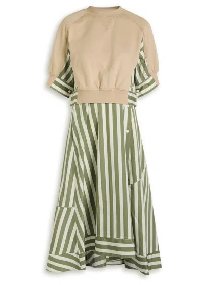 3.1 Phillip Lim Detachable-sweatshirt Striped Cotton Midi Dress