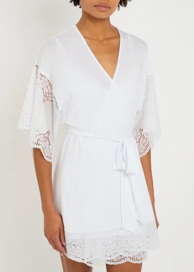 Eberjey Beatrix Lace-embellished Jersey Robe