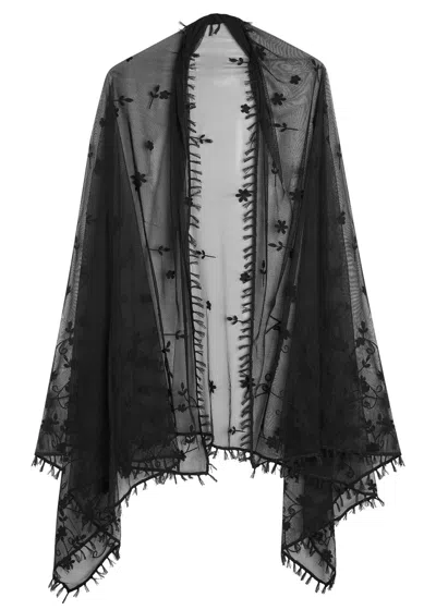 Totême Toteme Floral-embroidered Tulle Shawl