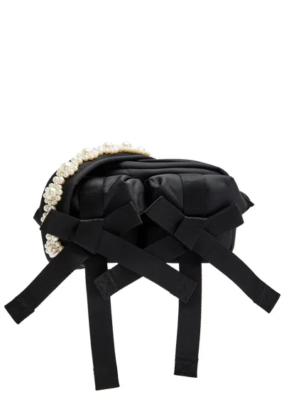 Simone Rocha Bow Faux Pearl-embellished Nylon Cross-body Bag