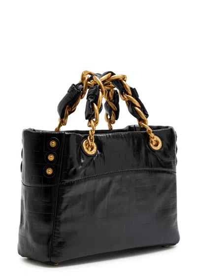 Balmain 1945 Soft Pb-monogrammed Crinkled Leather Tote Bag