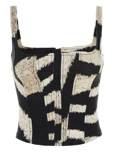 Giuseppe Di Morabito Zebra-print Corset In Black