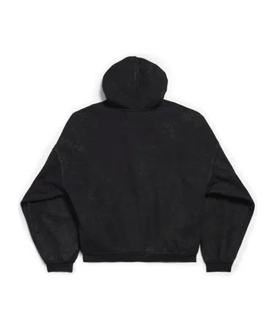 Balenciaga City Of Angels Outerwear Zip-up Hoodie In Black Faded In Black