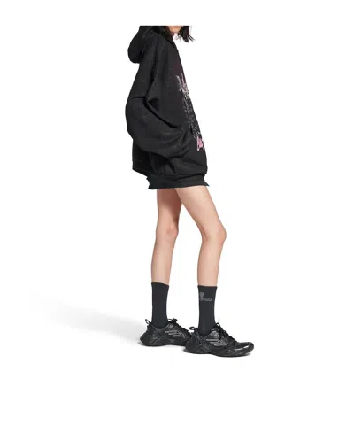 Balenciaga City Of Angels Outerwear Zip-up Hoodie In Black Faded In Black