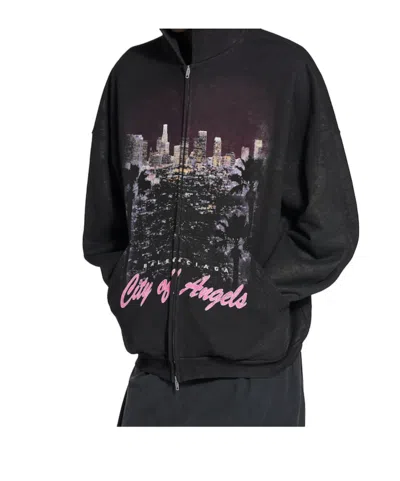 Balenciaga City Of Angels Outerwear Zip-up Hoodie In Black Faded In Black