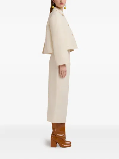 Marni Cotton Cropped Jacket In Nude