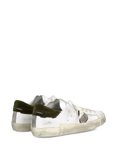 Philippe Model Prsx Low Man Blanc/vert Sneakers In White