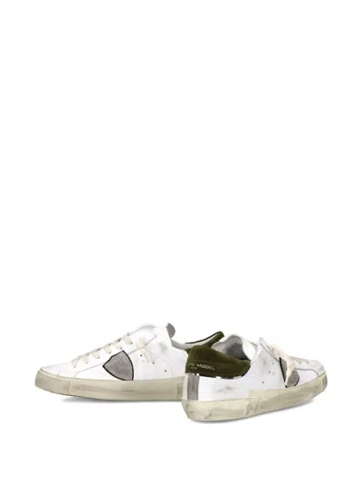 Philippe Model Prsx Low Man Blanc/vert Sneakers In White