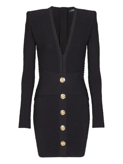 Balmain Short Dress In Black Viscose Blend In Black