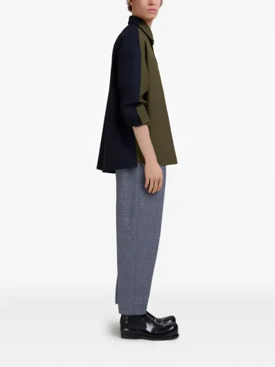 Marni Deep Green Tropical Wool Shirt With Contrast Back In Multi