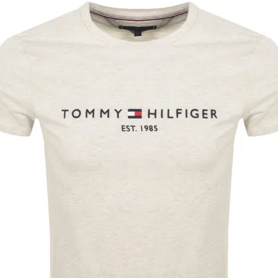Tommy Hilfiger Logo Slim Fit T Shirt Beige In Neutral