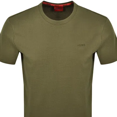 Hugo Boss Hugo Austin Waffle T Shirt Green In Green