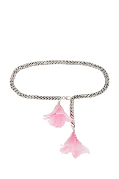 David Koma Feather Flower Detail Chunky Chain Belt