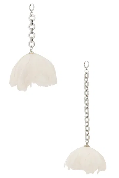 David Koma Feather Flower Asymmetric Earrings