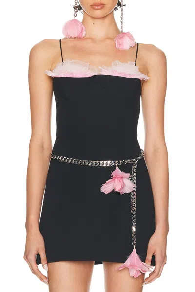 David Koma Feather Flower Detail Chunky Chain Belt