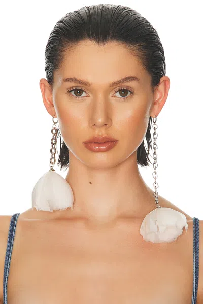 David Koma Feather Flower Asymmetric Earrings
