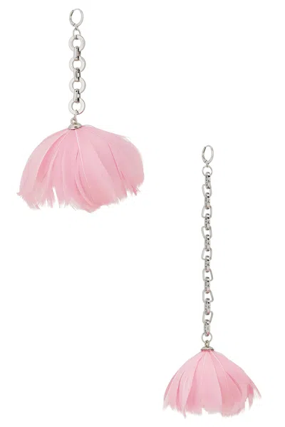 David Koma Feather Flower Asymmetric Earrings