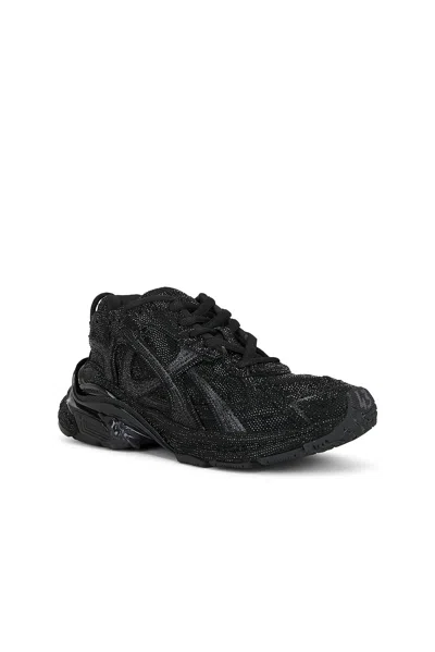 Balenciaga Futuristic Black Sneakers With Textured Overlays And Chunky Sole