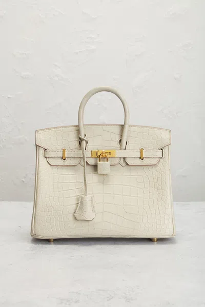 Pre-owned Hermes Matte Alligator Birkin 25 Handbag