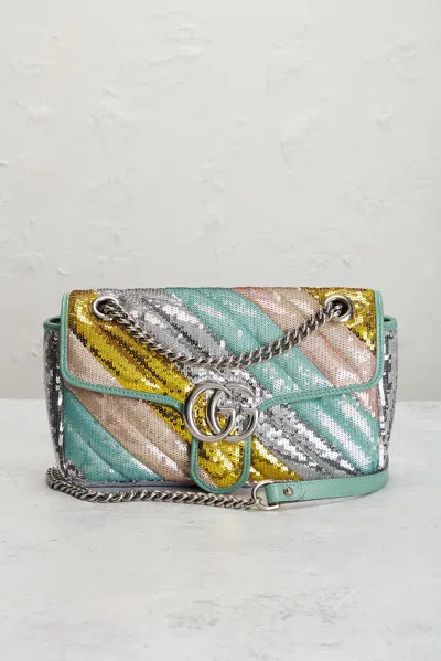 Pre-owned Gucci Sequin Gg Marmont Shoulder Bag