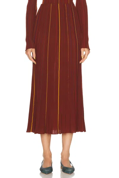 Gabriela Hearst Celeano Pinstripe Knit Midi Skirt Burnt Sienna Merino Wool In Black