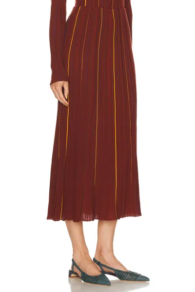 Gabriela Hearst Celeano Pinstripe Knit Midi Skirt Burnt Sienna Merino Wool In Black